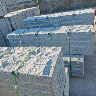 延安芝麻白自然面整石 坐凳