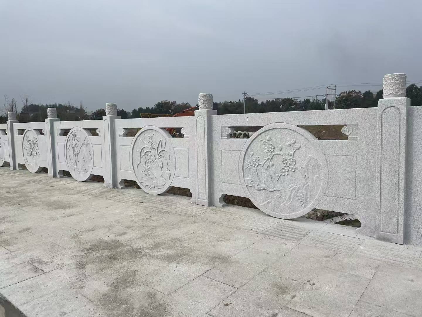 延安芝麻白河道栏杆 石材栏杆