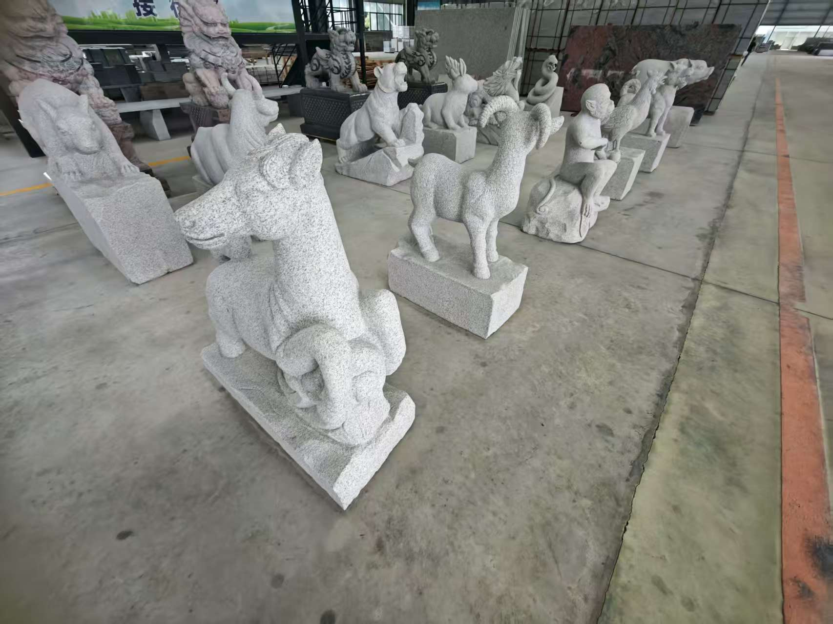 延安芝麻白雕刻 十二生肖 异形雕刻